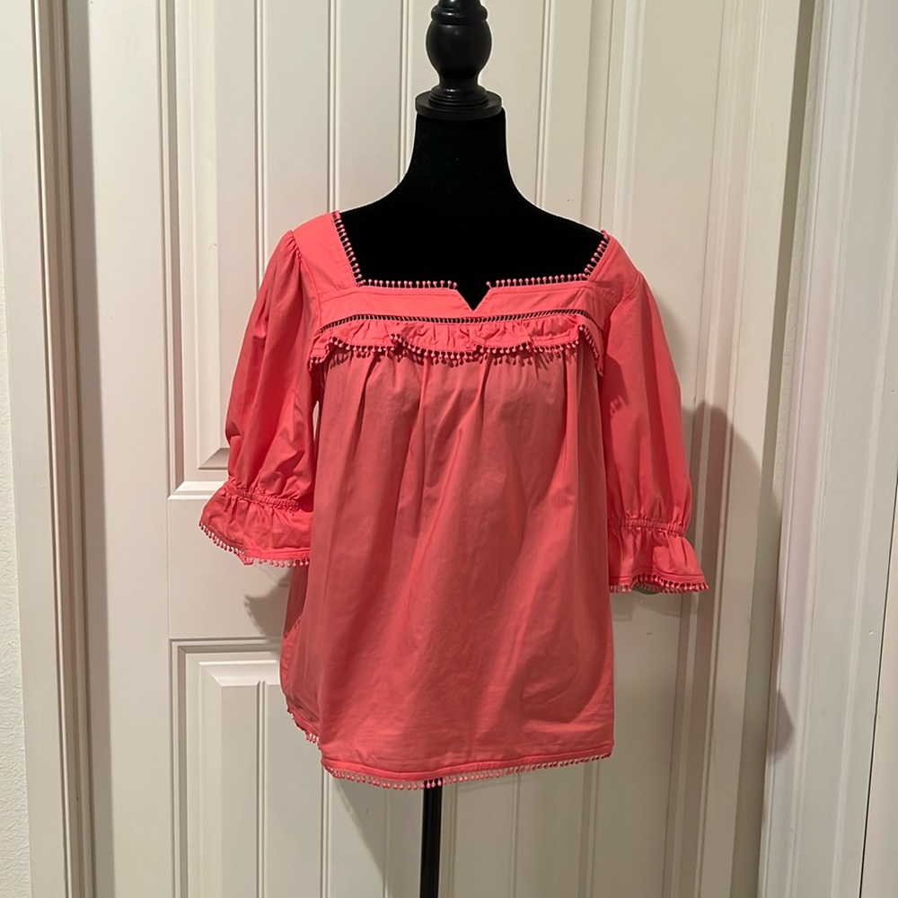 {Maeve | Anthropologie} NWOT Pink Ruffle Blouse Size 6